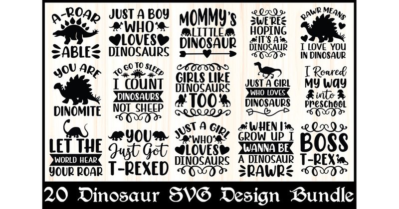 Dinosaur SVG Design Bundle (by Graphics House)