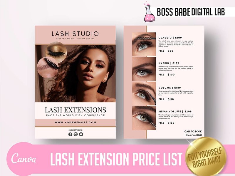 DIY Neutral Lash Price List Templates (by 77designs)