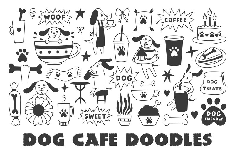 Dog Cafe Doodles PNG Clipart (by Rin Green)