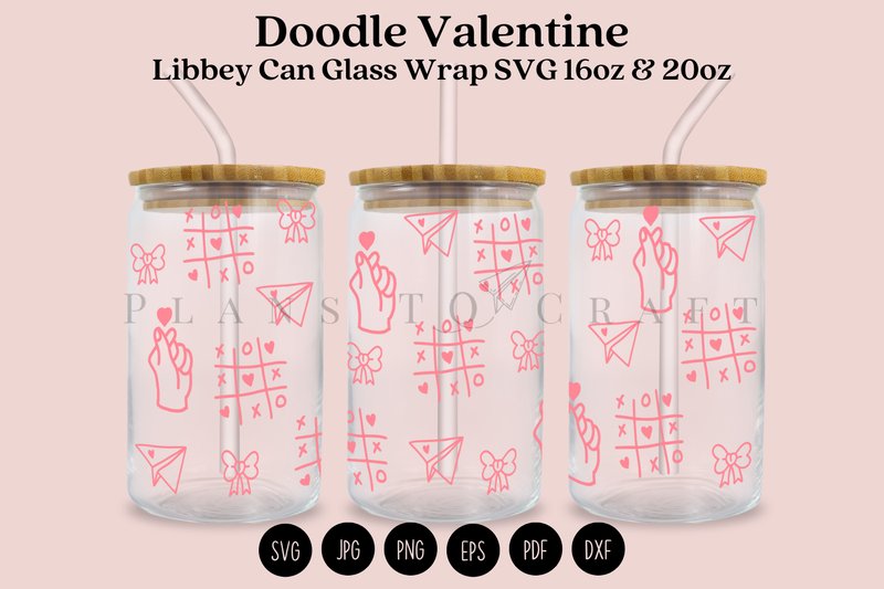 Doodle Valentine Libbey Can Glass Wrap (by planstocraft)