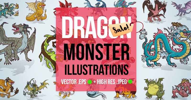 Dragon Beast Monster Illustration Bundle (by SCWorkspace)
