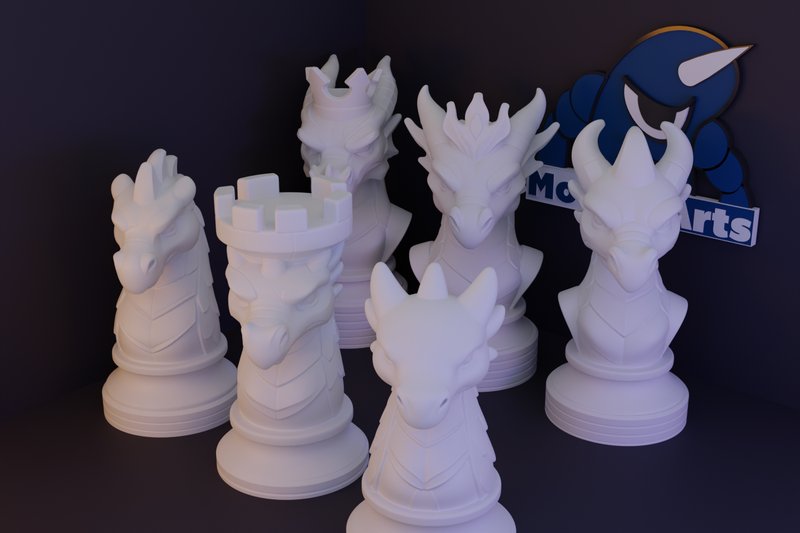 Dragon-Shaped Chess Pieces (by Motion Arts)