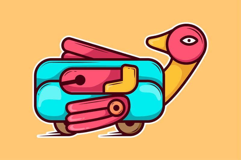 Duck Car Illustration Doodle (by noory.shopper)