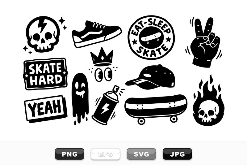 Edgy Skateboard Graphic Pack (by sevdatoyss)