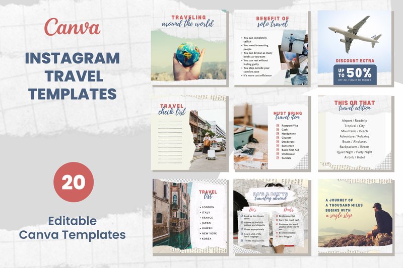 Editable Instagram Travel Templates (by Suntype)