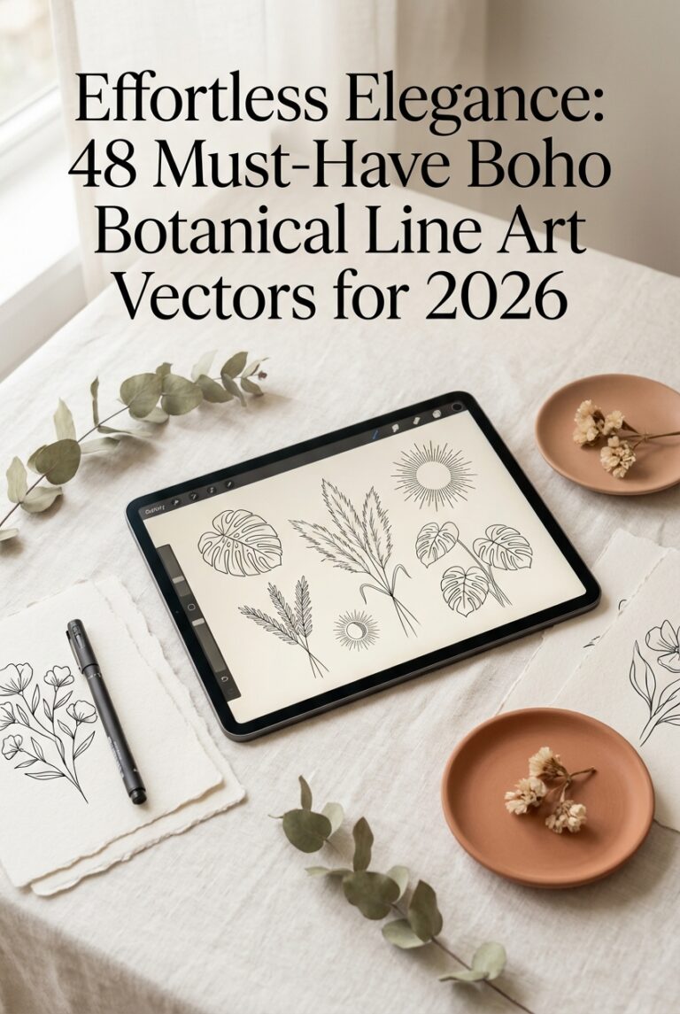 Effortless Elegance: 48 Must-Have Boho Botanical Line Art Vectors for ...