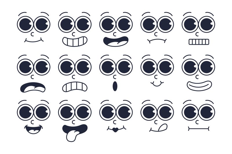 Expressive Retro Cartoon Faces Icon Set (by Ozan ID)