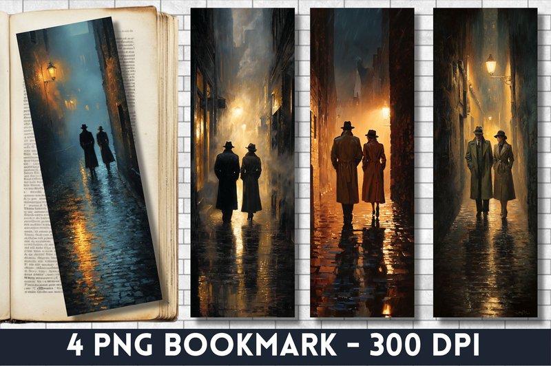 Film Noir Detective Couple Bookmark PNG (by Lazy Cow)