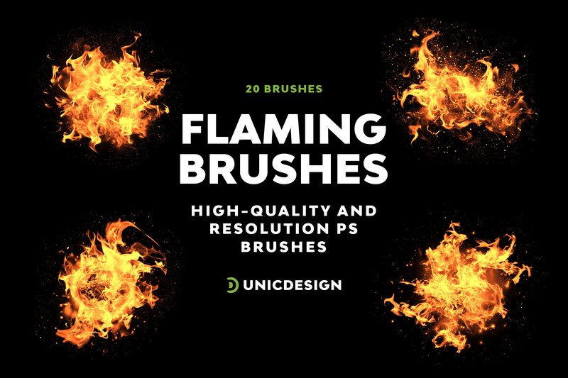 Flaming Photoshop Brushes (by UnicDesign)