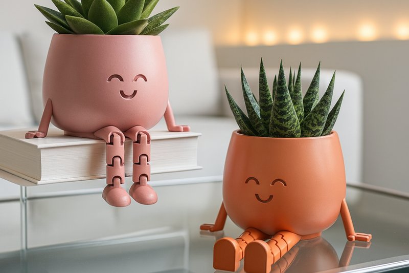 Flexible Legs Happy Face Planter (by Woow Concept)