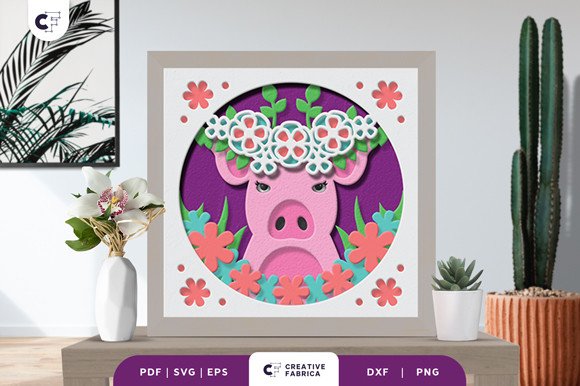 Floral Animal Head 3D Shadow Box SVG (by Creative Fabrica Crafts)