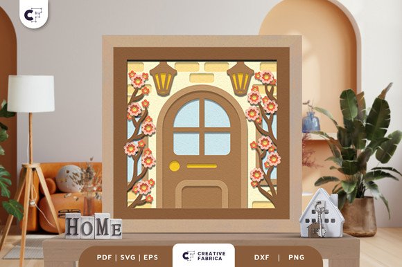 Floral Front Home 3D Light Box SVG (by 3D SVG Crafts)