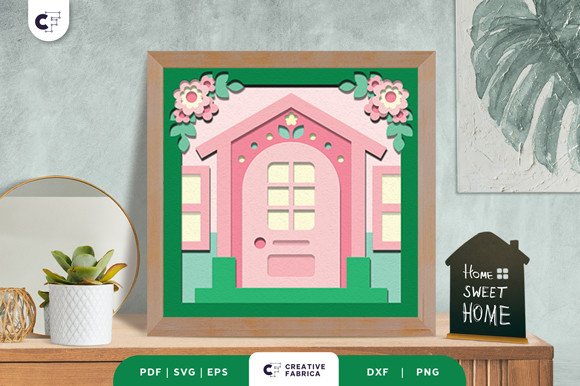 Floral Front Home 3D Shadow Box SVG (by 3D SVG Crafts)
