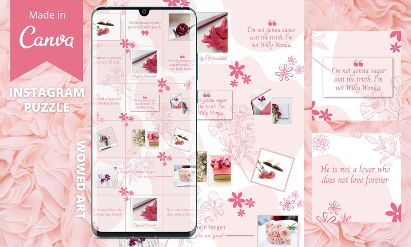 Floral Instagram Puzzle Templates (by Wowed Art)