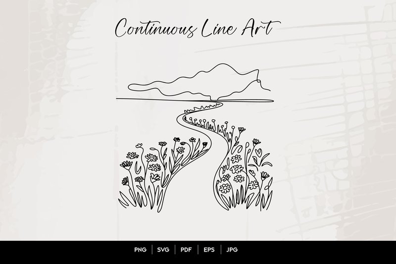 Floral Landscape Continuous Line Art Ill (by rsbrandingbd)