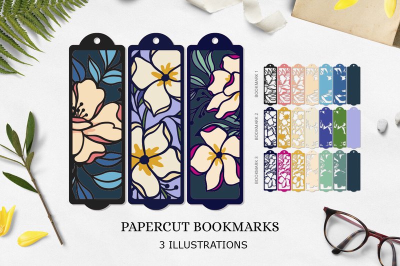 Flower Bookmark Paper Cut / Bookmarks Cr (by Luba Love)