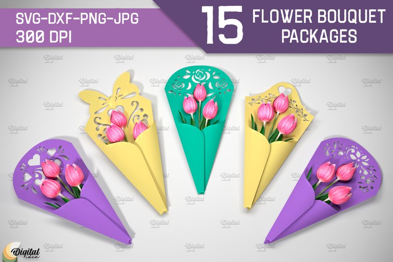 Flower Bouquet Package Bundle Paper Cut (by Digital Idea)