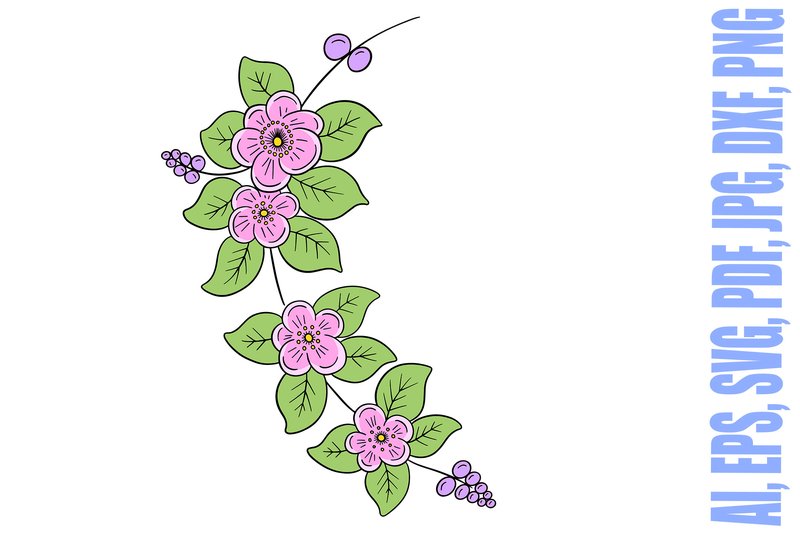 Flower Color Floral Tattoo Line Art (by squeebcreative)