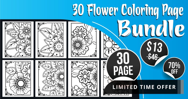 Flower Coloring Page for KDP Bundle V.8 (by Creative king)