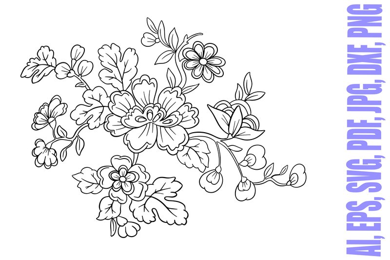 Flower Petals Floral Tattoo Line Art (by squeebcreative)