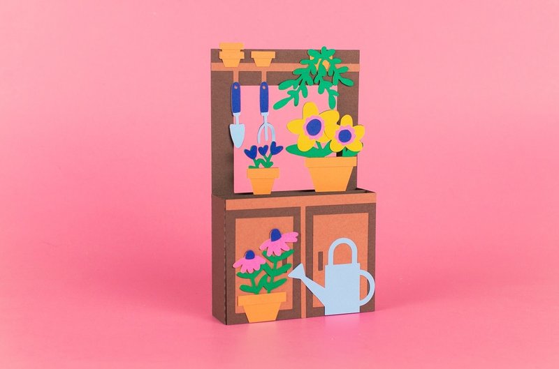 Flower Potting Bench Box Card (by 3D SVG Crafts)