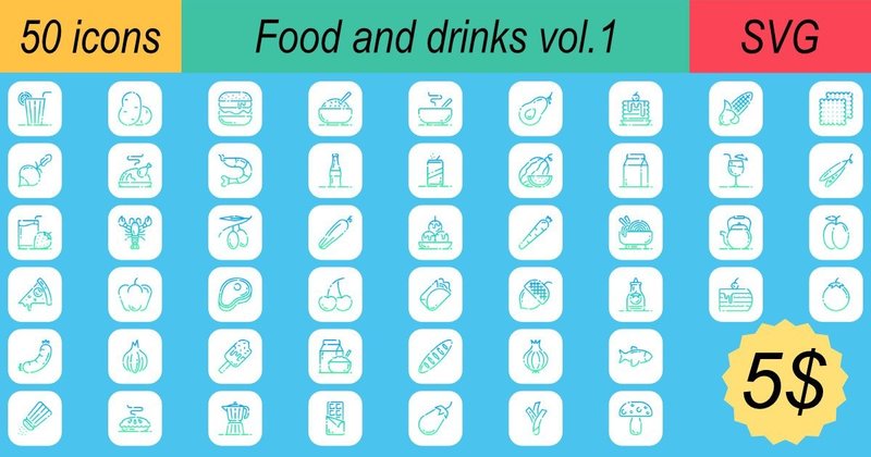 Food and Drinks Icons Bundle Vol.1 (by khld939)
