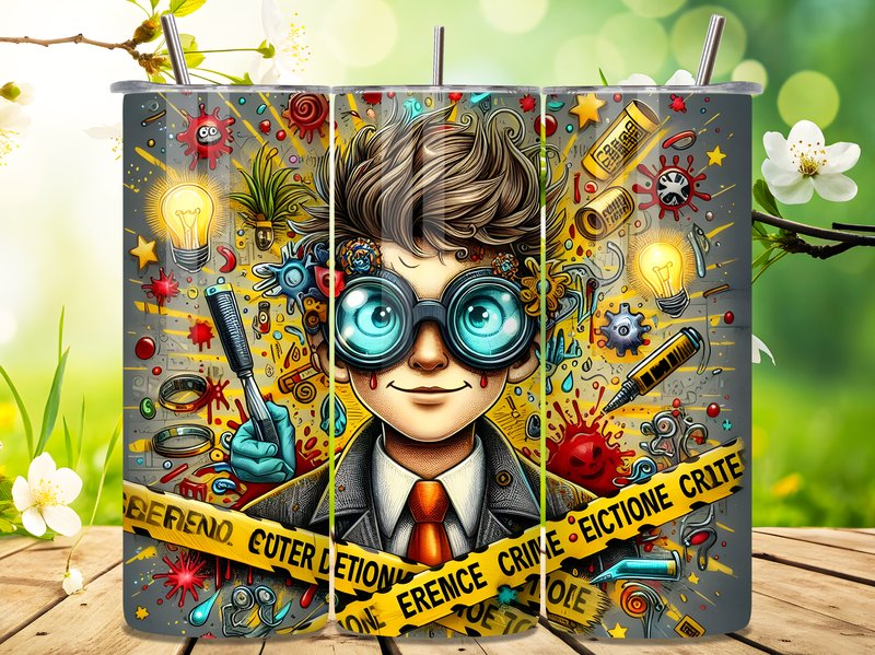 Forensic Detective Boy Tape Tumbler Wrap (by Honey Prints)