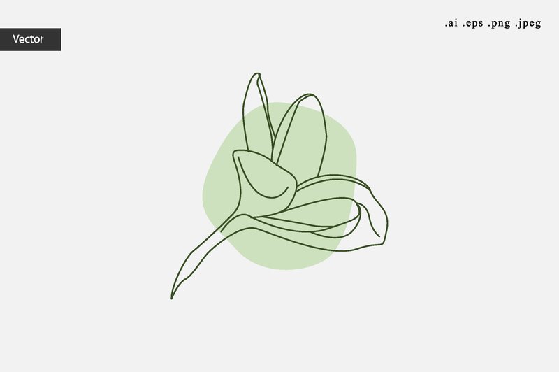 Frangipani Plumeria Flower One Line Art (by Aradevi)