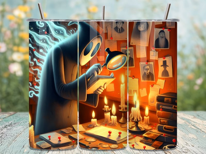 Ghost Detective Mystery Art Tumbler Wrap (by ROSE CREATION)