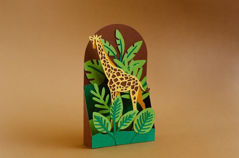 Giraffe Jungle Pop Up Box Card (by 3D SVG Crafts)