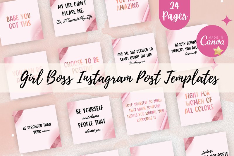 Girl Instagram Post Templates (by bellaROSEworkshop)
