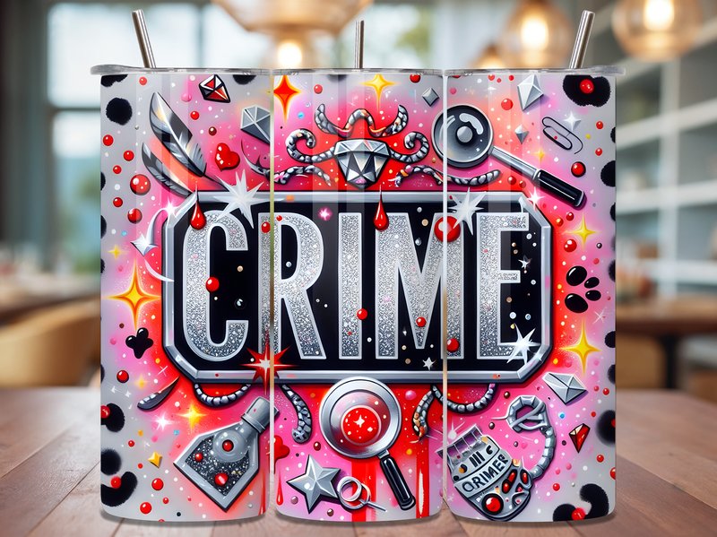 Glitter Crime Detective Mystery Tumbler (by Honey Prints)