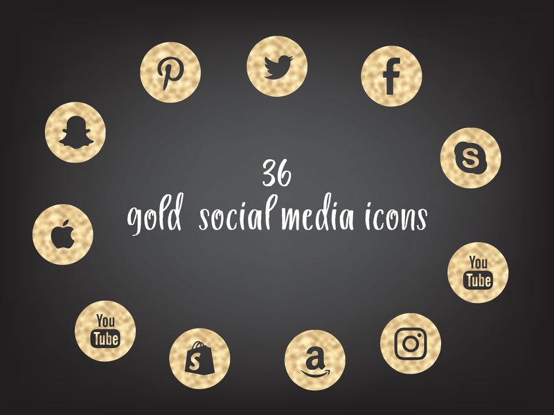 Gold Foil Social Media Icons Set (by Aneta Design)