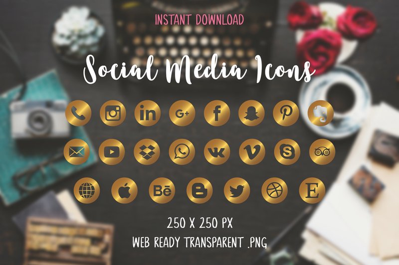 Gold Social Media Icons (by The Branding Place)