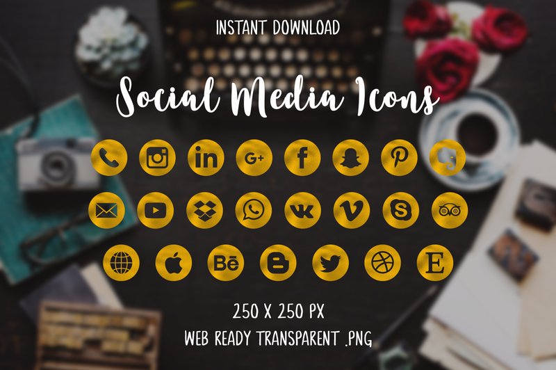 Gold Social Media Icons (by The Branding Place)