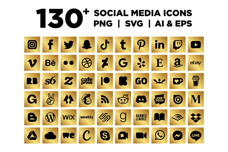 Gold Square Social Media Icons (by Running With Foxes)