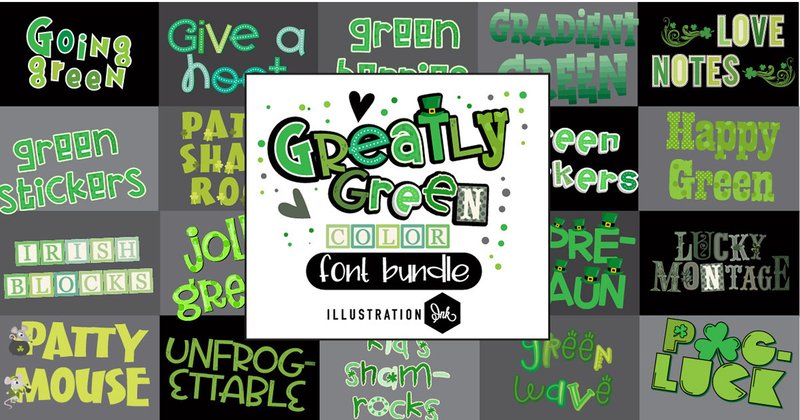 Greatly Green Color Font Bundle (by Illustration Ink)