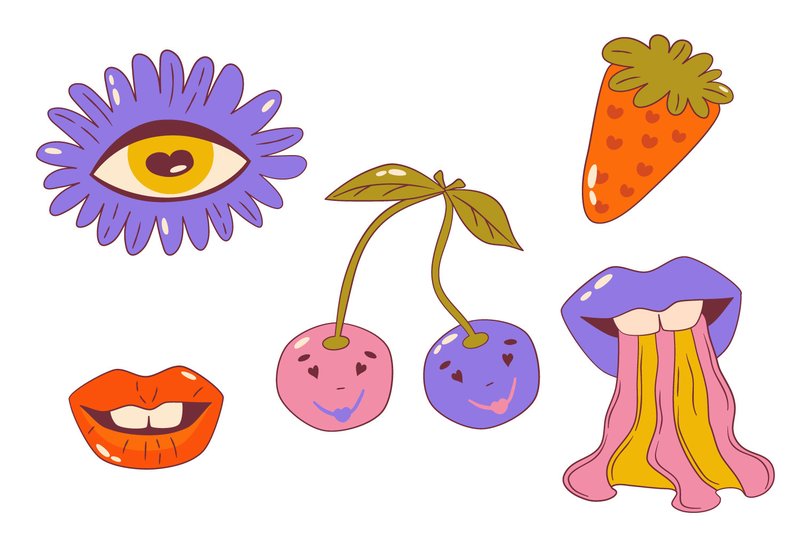 Groovy Retro Psychedelic Clipart (by smirnova.26051994)