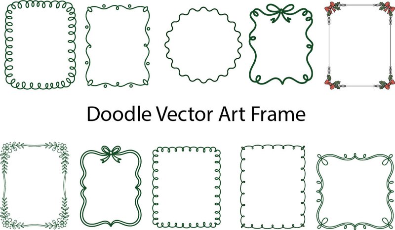 Hand-Drawn Doodle Vector Art Frames EPS. (by Unique Art Studio)