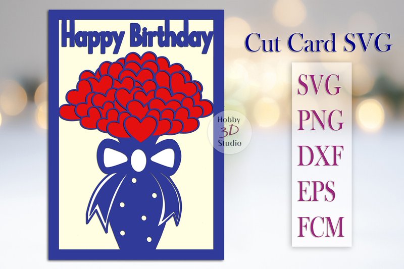 Happy Birthday Paper Cut Card SVG (by Hobby3DStudio)