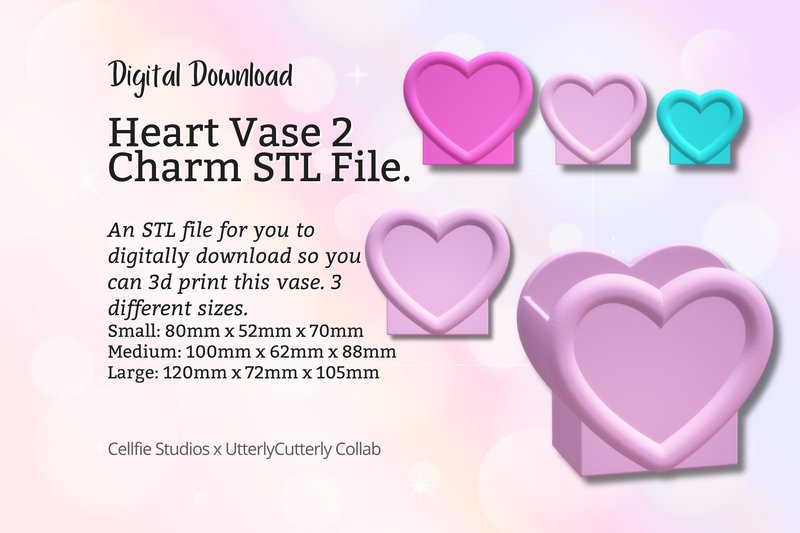 Heart Vase 2 STL File - Digital Download (by UtterlyCutterly)