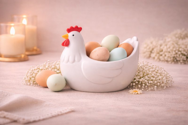 Hen-Shaped Egg Holder - Chicken Egg Bowl (by SUPI3D)