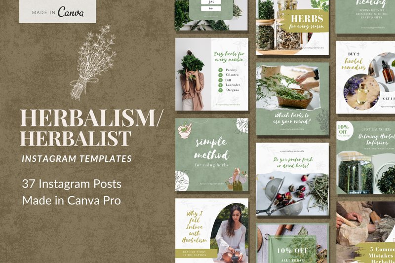 Herbalism Instagram Templates (by The Brand Mint)