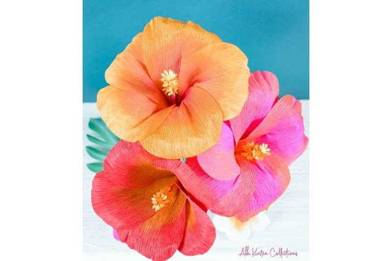 Hibiscus Crepe Paper Flower Templates (by AbbiKirsten)