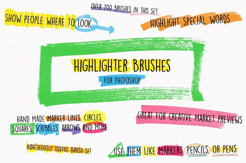 Highlighter Photoshop Brushes (by HG Designs)
