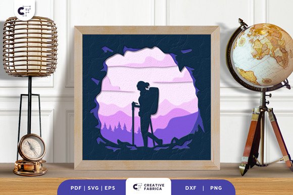 Hiking Adventure 3D Shadow Box Paper Cut (by Creative Fabrica Crafts)