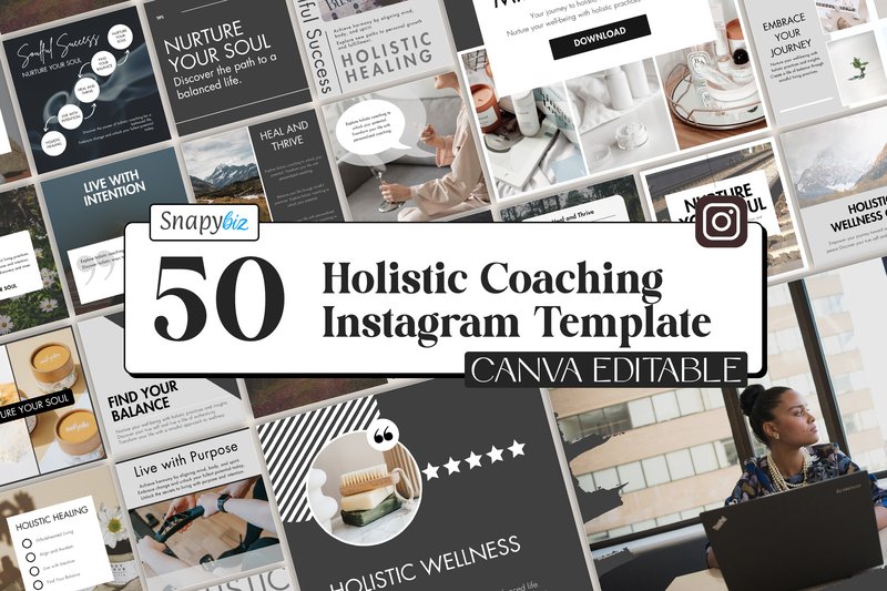 Holistic Coaching Canva IG Templates (by SnapyBiz)