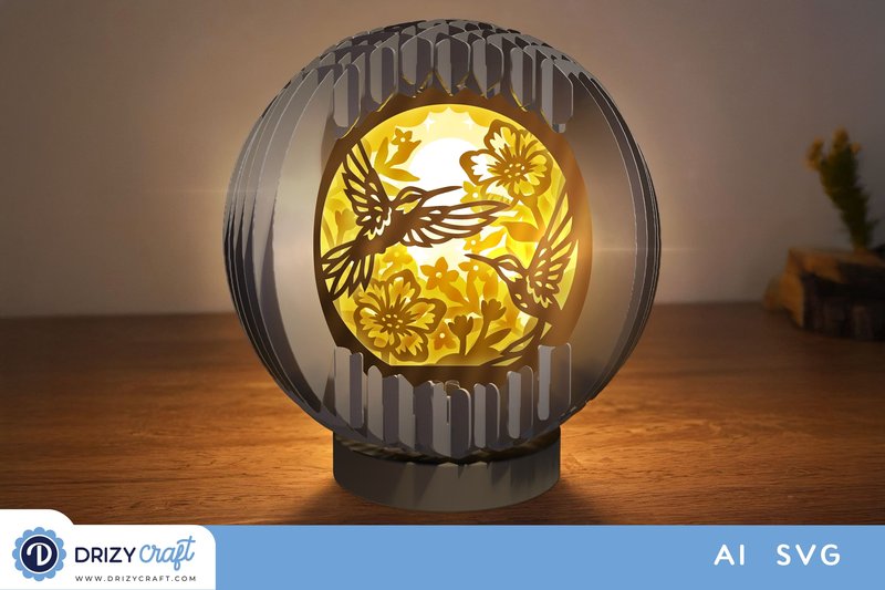 Hummingbird with Flower 3D Pop Up Folded (by Drizy Studio)