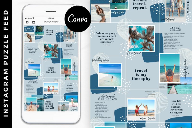 Instagram Templates, Puzzle Feed Canva (by Oh July)
