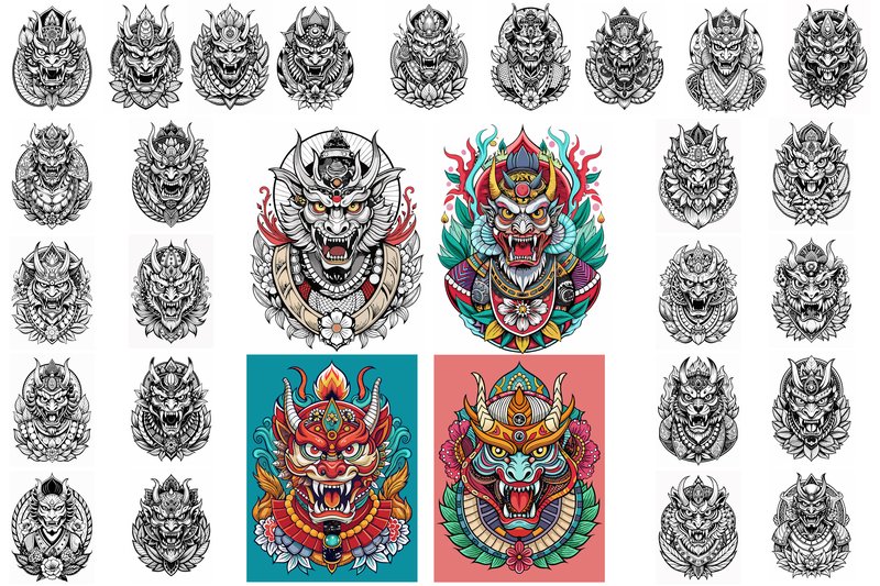 Japanese Tattoo Coloring Page for Adults (by Design Store)